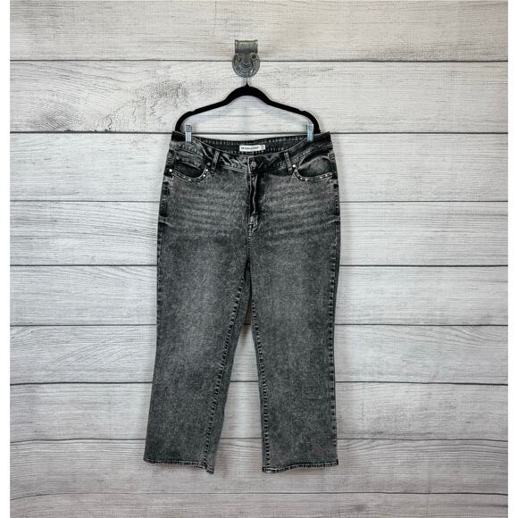 Rebecca Minkoff Plus Size Gray Washed Straight Leg Studded Jeans Size 18W - Picture 1 of 8
